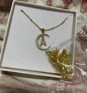 img 1 attached to Women'S 14K Gold Plated Layered Chain Letter Pendant Necklace With Cubic Zirconia And Crescent Moon Initial - Dainty Jewelry Gift For Her review by Rudy Allen