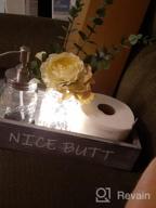 img 1 attached to Rustic Grey Bathroom Decor Box With Two Mason Jars And Artificial Flower - Large Wooden Organizer For Toilet Paper And Accessories, Ideal Bathroom Rustic Accessory And Storage Solution By HOMKO review by Brad Davis