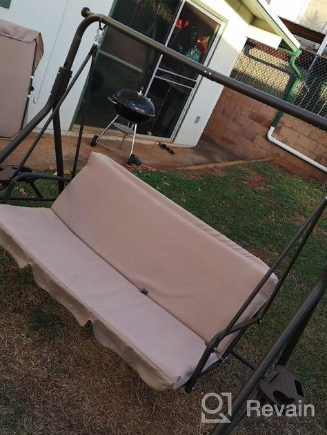 img 1 attached to Durable Outdoor Patio Swing Chair With Side Table And Weather-Resistant Canopy - Perfect For Garden, Poolside, Balcony, And Backyard! Comes With Cushion In Blue. review by Omar Card