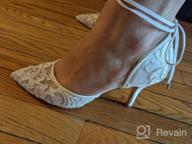 img 1 attached to Ivory Lace Mesh Wedding Shoes: Comfortable Mid Heel, Ankle Strap, Pointy Toe Pumps review by John Miller