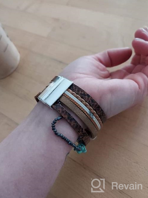 img 1 attached to GelConnie Leather Cuff Bracelet: Feather Multi Strand Boho Turquoise Wrap For Women & Girls Gifts review by Ashley Lanier