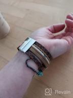 картинка 1 прикреплена к отзыву GelConnie Leather Cuff Bracelet: Feather Multi Strand Boho Turquoise Wrap For Women & Girls Gifts от Ashley Lanier