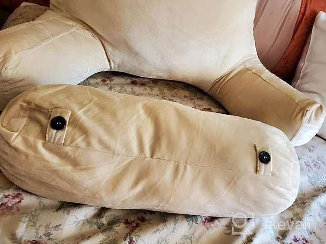 img 1 attached to Big Bedrest Reading Pillow With Arm Rests And Neck Roll Pillow For Comfortable Reading And TV Watching In Bed, Floor Or Sofa By ZOEMO review by Scott Kulothungan