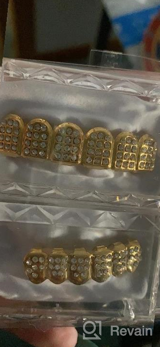 img 1 attached to 14K Plated LKV Gold Grillz For Men And Women - Iced Out Hip Hop Poker Diamond Top And Bottom Teeth Grills For Rapper Costumes And Cosplay Accessories review by Brian Foster