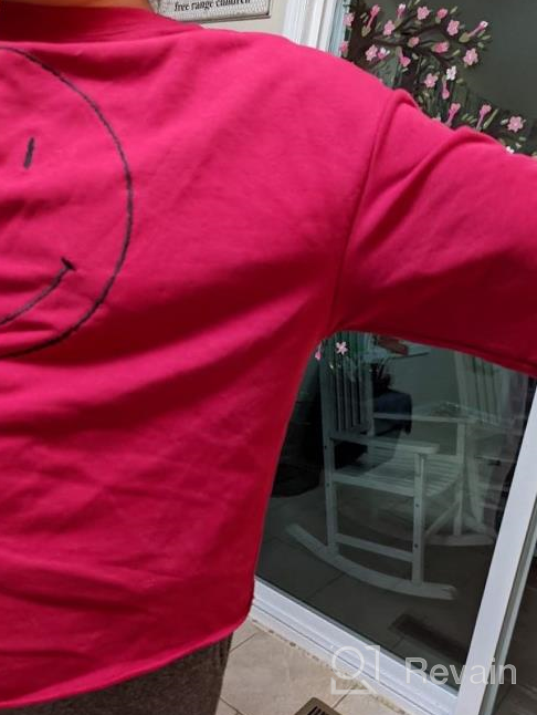 img 1 attached to Smiley Graphic Crewneck Sweatshirt For Women - Long Sleeve Casual Pullover Top With Happy Face Design review by Jimmie Trotto