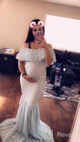 img 6 attached to HIHCBF Women Mermaid Chiffon Maternity Gown Off Shoulder Ruffle Spaghetti Straps Photo Shoot Wedding Baby Shower Dress