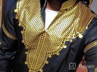 img 1 attached to Authentic African Style: LucMaton Men'S Long Sleeve Gold Print Dashiki And Pants 2 Piece Set review by Jump Robinson