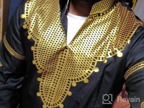 img 7 attached to Authentic African Style: LucMaton Men'S Long Sleeve Gold Print Dashiki And Pants 2 Piece Set