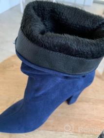 img 8 attached to Womens Mid-Calf Suede Boots With Slouchy Style, High Heel, Chunky Block And Slip-On Design, Perfect For Winter - Pointed Toe