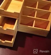 img 1 attached to Bamboo Makeup Organizer With Drawers, Cosmetic Tray Brush Holder For Vanity Countertop Or Dresser Top Storage review by Dan Weeman