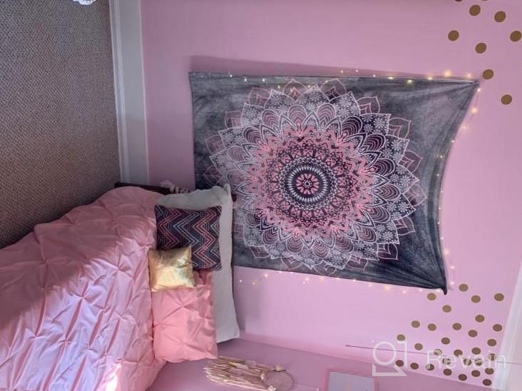 img 1 attached to Dremisland Pink & Grey Mandala Flower Tapestry - Bohemian Chic Wall Decor For Bedding & More review by Carmen White