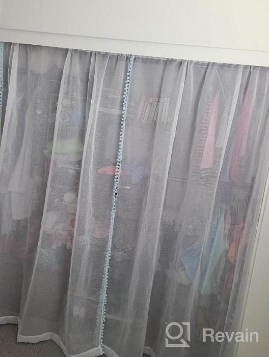 img 1 attached to Lavender Pom Poms Semi-Sheer Curtains Rod Pocket Voile Tasseled Linen Look Set Of 2 Curtain Panels 54 X 108 In Naturoom review by Brenda Joiner