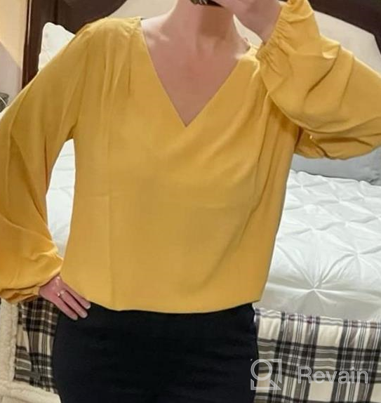 img 1 attached to Stylish Business Casual Tops For Women: GRAPENT Pleated V Neck Blouses With Long Sleeve. review by Kenneth Rich