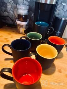 img 6 attached to KitchenTour Ceramic Coffee Mug Set Of 6 - Matte Black Restaurant Mugs - Cup Set For Coffee, Tea, Cappuccino, Cocoa - Blue