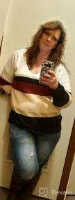 img 6 attached to Women'S Color Block Striped V Neck Long Sleeve Knitted Sweater Pullover - S-2XL