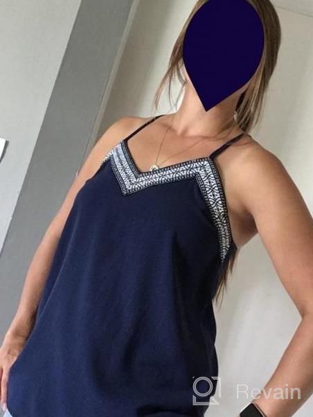img 1 attached to Embroidered Sleeveless Blouse: Women'S V-Neck Strappy Casual Tank Top By BLENCOT With Loose Fit review by Alexis Bishop