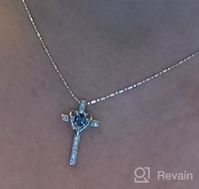 img 1 attached to Teen's or Women's Heart Gem Cross Pendant Necklace in Sterling Silver review by Amy Riley