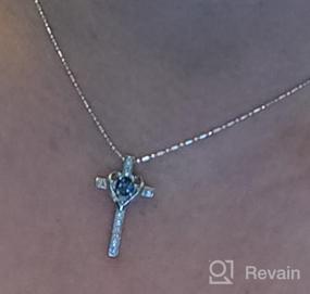 img 4 attached to Teen's or Women's Heart Gem Cross Pendant Necklace in Sterling Silver
