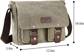 img 3 attached to Genda 2Archer Винтажная парусиновая сумка-мессенджер для мужчин и женщин армейского зеленого цвета - идеально подходит для повседневного использования и использования на открытом воздухе (оригинал)