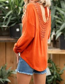 img 1 attached to Chic Crochet: Tobrief Women'S Long Sleeve Loose Blouses With Backless Design And Lace Detail