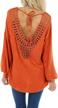 chic crochet: tobrief women's long sleeve loose blouses with backless design and lace detail logo