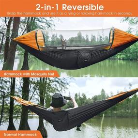 img 3 attached to Lightweight 2 Person Camping Hammock With Mosquito Net & Tree Straps - Perfect For Outdoor Backpacking, Hiking & More!