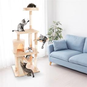 img 1 attached to Optimized Search: PETMAKER Penthouse Cat Tower Collection - Pet 😺 Bed, Napping Perches, Kitty Condo Hut, Fully Carpeted for Sleep and Play