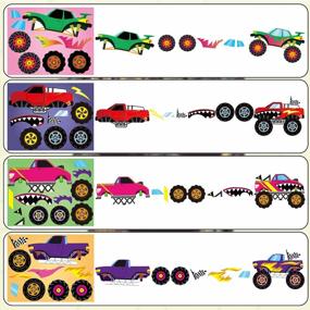 img 1 attached to 110Pcs Monster Truck Party Favors Kit - All-In-One Pack For Boys Kids Birthday Parties: Stickers, Keychain, Bracelet, Badge & More!