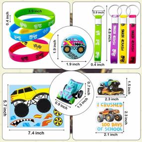 img 3 attached to 110Pcs Monster Truck Party Favors Kit - All-In-One Pack For Boys Kids Birthday Parties: Stickers, Keychain, Bracelet, Badge & More!