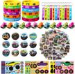 110pcs monster truck party favors kit - all-in-one pack for boys kids birthday parties: stickers, keychain, bracelet, badge & more! logo