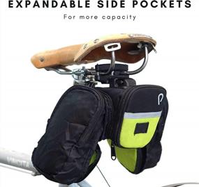 img 2 attached to Пакет Vincita STASH: большое отверстие на молнии, расширяемый боковой и внутренний сетчатый карман + ремешок со светодиодной подсветкой для безопасности Светоотражающая сумка для велосипедного сиденья