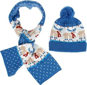 img 3 attached to Christmas Knitted Winter Toddler Pompom Girls' Accessories - Cold Weather