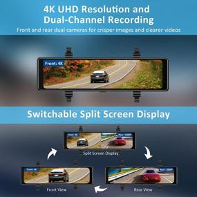 img 2 attached to NexiGo D90 (Gen 2) 4K Mirror Dash Cam With Dual Sony_Sensors, 11 Inch IPS Full Touch Split Screen, Super Night Vision, G-Sensor & Emergency Recording, GPS, Parking Monitor/Assistance