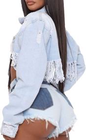 img 3 attached to Cropped Denim Jackets Sleeve Destroyed Women's Clothing ~ Coats, Jackets & Vests