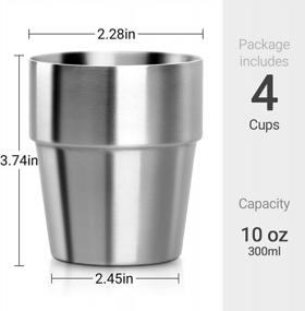 img 2 attached to Set Of 4 Beasea Stainless Steel Insulated Cups - Stackable, Double Wall Vacuum Insulated, 10 Oz Metal Drinking Glasses For Kids And Adults