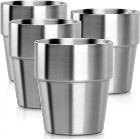 img 4 attached to Set Of 4 Beasea Stainless Steel Insulated Cups - Stackable, Double Wall Vacuum Insulated, 10 Oz Metal Drinking Glasses For Kids And Adults
