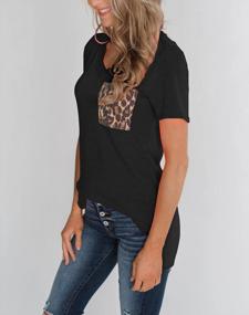 img 2 attached to Stylish Summer V Neck T-Shirt For Women With Short Sleeves, Leopard Or Sequin Print Pocket, And Casual Basic Design