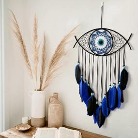 img 3 attached to Handmade Blue-Black Evil Eye Dream Catcher With Feathers - Blessing Craft Gift For Home Décor In Bedroom, Living Room, Or Yard, Bringing Good Luck By Dremisland