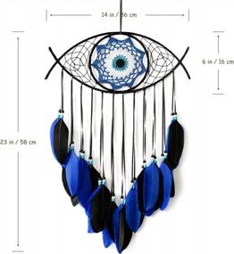 img 1 attached to Handmade Blue-Black Evil Eye Dream Catcher With Feathers - Blessing Craft Gift For Home Décor In Bedroom, Living Room, Or Yard, Bringing Good Luck By Dremisland