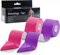 mueuss pregnancy tape belly support, precut kinesiology tape, waterproof elastic athletic sports tape, muscle tape, hypoallergenic tape knee tape for shoulder knee pain relief (2rolls pink&purple) logo