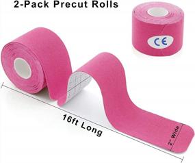 img 3 attached to MUEUSS Pregnancy Tape Belly Support, Precut Kinesiology Tape, Waterproof Elastic Athletic Sports Tape, Muscle Tape, Hypoallergenic Tape Knee Tape For Shoulder Knee Pain Relief (2Rolls Pink&Purple)