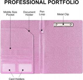 img 3 attached to Cacturism Pink Bling Padfolio: стильная папка-портфолио для профессиональных деловых документов женщин, блокнот и держатель буфера обмена