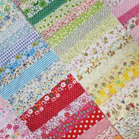 img 4 attached to 50 Pack Of 8X8 Inch Phantomon Cotton Fabric Craft Precut Square Patchwork Sheets For Quilting, Sewing, And Scrapbooking