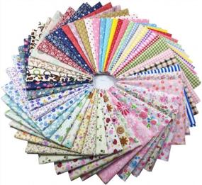 img 3 attached to 50 Pack Of 8X8 Inch Phantomon Cotton Fabric Craft Precut Square Patchwork Sheets For Quilting, Sewing, And Scrapbooking