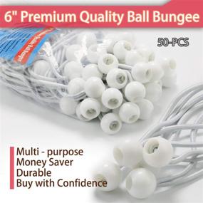 img 3 attached to 🔘 White 6" 50-Pack Heavy Duty Ball Bungee Canopy Cord by Wellmax, 5mm Thickness