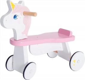 img 4 attached to Ride In Style: деревянные ходунки Labebe с единорогом для детей от 1 до 3 лет - игрушка для катания на 4 колесах для малышей, идеально подходящая для развлечения и развития