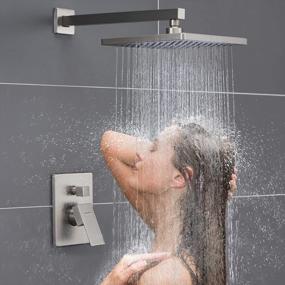 img 2 attached to Upgrade Your Bathroom with Gabrylly Shower System: Wall Mounted High Pressure 10" Rain Shower Head and 3-Setting Handheld Set - Complete Faucet Kit with 2-Way Valve in Brushed Nickel