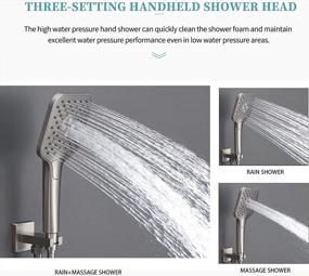 img 1 attached to Upgrade Your Bathroom with Gabrylly Shower System: Wall Mounted High Pressure 10" Rain Shower Head and 3-Setting Handheld Set - Complete Faucet Kit with 2-Way Valve in Brushed Nickel
