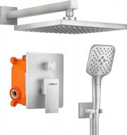upgrade your bathroom with gabrylly shower system: wall mounted high pressure 10" rain shower head and 3-setting handheld set - complete faucet kit with 2-way valve in brushed nickel логотип