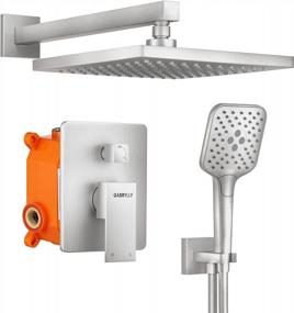 img 4 attached to Upgrade Your Bathroom with Gabrylly Shower System: Wall Mounted High Pressure 10" Rain Shower Head and 3-Setting Handheld Set - Complete Faucet Kit with 2-Way Valve in Brushed Nickel